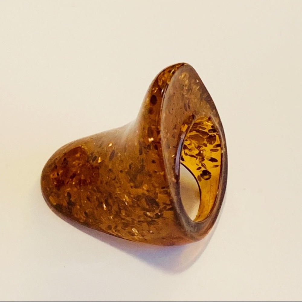 Solid Baltic Amber Statement Ring Size 8 - image 3